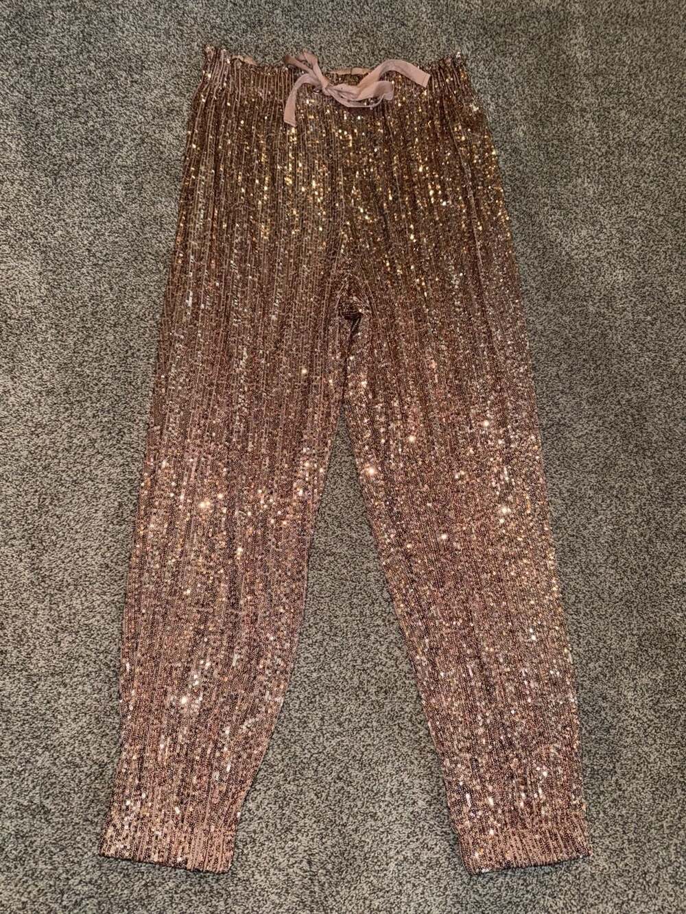Free People Morelia Sequin Jogger Pants in Bronze